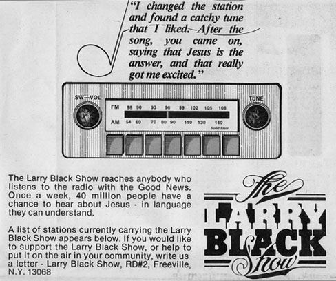 Larry Black Show ad, Free Love magazine